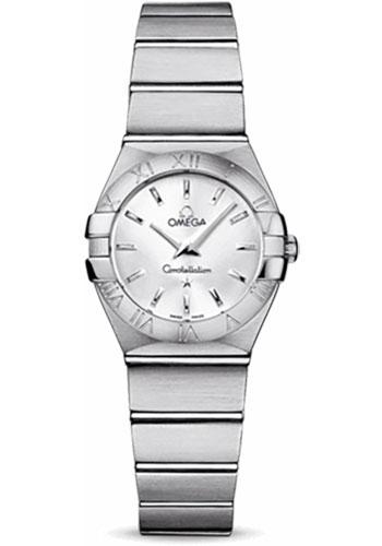 Omega Ladies Constellation Quartz Watch - 24 mm Brushed Steel Case - Silver Dial - 123.10.24.60.02.001 - Luxury Time NYC