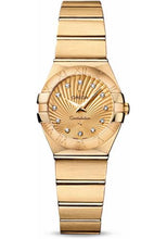 Load image into Gallery viewer, Omega Ladies Constellation Quartz Watch - 24 mm Brushed Yellow Gold Case - Champagne Diamond Dial - 123.50.24.60.58.001 - Luxury Time NYC