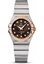 Load image into Gallery viewer, Omega Ladies Constellation Quartz Watch - 27 mm Brushed Steel And Red Gold Case - Diamond Bezel - Brown Diamond Dial - 123.25.27.60.63.001 - Luxury Time NYC