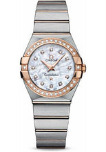 Load image into Gallery viewer, Omega Ladies Constellation Quartz Watch - 27 mm Brushed Steel And Red Gold Case - Diamond Bezel - Mother-Of-Pearl Diamond Dial - 123.25.27.60.55.001 - Luxury Time NYC