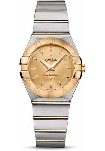 Omega Ladies Constellation Quartz Watch - 27 mm Brushed Steel And Yellow Gold Case - Champagne Dial - 123.20.27.60.08.001 - Luxury Time NYC