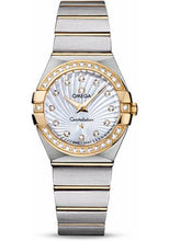 Load image into Gallery viewer, Omega Ladies Constellation Quartz Watch - 27 mm Brushed Steel And Yellow Gold Case - Diamond Bezel - Mother-Of-Pearl Diamond Dial - 123.25.27.60.55.004 - Luxury Time NYC