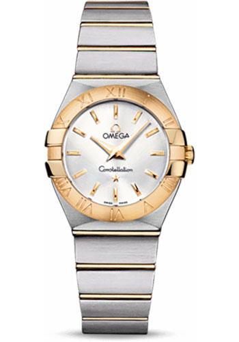 Omega Ladies Constellation Quartz Watch - 27 mm Brushed Steel And Yellow Gold Case - Silver Dial - 123.20.27.60.02.002 - Luxury Time NYC
