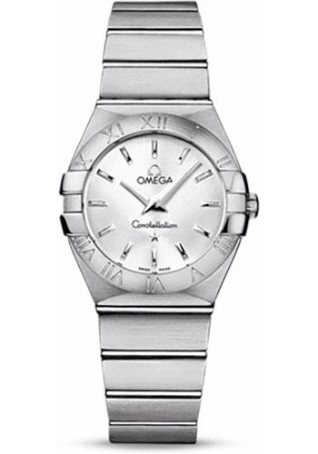 Omega Ladies Constellation Quartz Watch - 27 mm Brushed Steel Case - Silver Dial - 123.10.27.60.02.001 - Luxury Time NYC