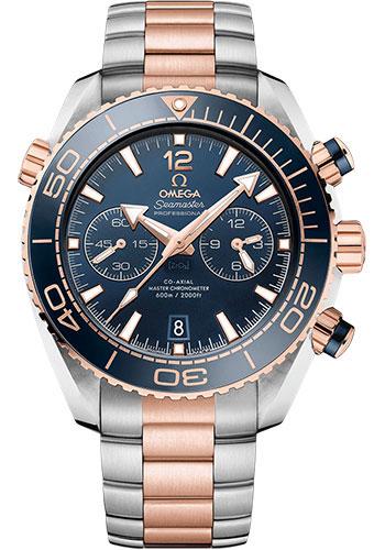 Omega Planet Ocean 600 M Omega Co-axial Master Chronometer Chronograph Watch - 45.5 mm Sedna Gold And Steel Case - Unidirectional Blue Ceramic Bezel - Blue Ceramic Dial - 215.20.46.51.03.001 - Luxury Time NYC