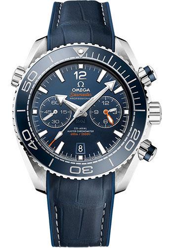 Omega Planet Ocean 600 M Omega Co-axial Master Chronometer Chronograph Watch - 45.5 mm Steel Case - Unidirectional Blue Ceramic Bezel - Blue Ceramic Dial - Blue Leather Strap - 215.33.46.51.03.001 - Luxury Time NYC