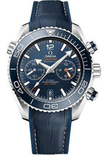 Load image into Gallery viewer, Omega Planet Ocean 600 M Omega Co-axial Master Chronometer Chronograph Watch - 45.5 mm Steel Case - Unidirectional Blue Ceramic Bezel - Blue Ceramic Dial - Blue Leather Strap - 215.33.46.51.03.001 - Luxury Time NYC