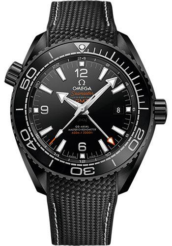 Omega Planet Ocean 600 M Omega Co-axial Master Chronometer GMT Deep Black Watch - 45.5 mm Black Ceramic Case - Unidirectional Bezel - Black Dial - Black Rubber Strap - 215.92.46.22.01.001 - Luxury Time NYC