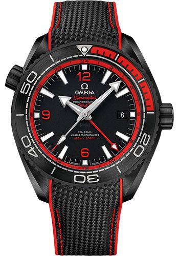 Omega Planet Ocean 600 M Omega Co-axial Master Chronometer GMT Deep Black Watch - 45.5 mm Black Ceramic Case - Unidirectional Bezel - Black Dial - Black Rubber Strap - 215.92.46.22.01.003 - Luxury Time NYC