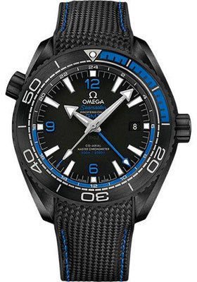 Omega Planet Ocean 600 M Omega Co-axial Master Chronometer GMT Deep Black Watch - 45.5 mm Black Ceramic Case - Unidirectional Bezel - Black Dial - Black Rubber Strap - 215.92.46.22.01.002 - Luxury Time NYC