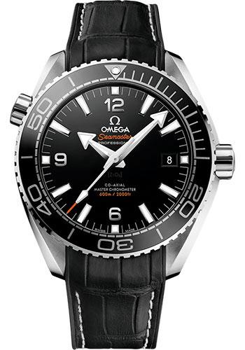 Omega Planet Ocean 600 M Omega Co-axial Master Chronometer Watch - 43.5 mm Steel Case - Unidirectional Black Ceramic Bezel - Black Ceramic Dial - Black Leather Strap - 215.33.44.21.01.001 - Luxury Time NYC
