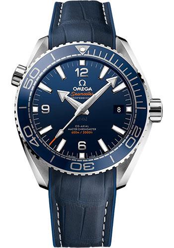 Omega Planet Ocean 600 M Omega Co-axial Master Chronometer Watch - 43.5 mm Steel Case - Unidirectional Blue Ceramic Bezel - Blue Ceramic Dial - Blue Leather Strap - 215.33.44.21.03.001 - Luxury Time NYC
