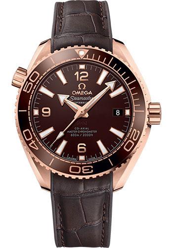 Omega Planet Ocean 600M Co-Axial Master Chronometer Watch - 39.5 mm Sedna Gold Case - Unidirectional Brown Cermaic Bezel - Chocolate Brown Dial - Brown Leather Strap - 215.63.40.20.13.001 - Luxury Time NYC