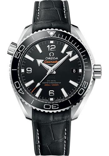 Omega Planet Ocean 600M Co-Axial Master Chronometer Watch - 39.5 mm Steel Case - Unidirectional Black Cermaic Bezel - Black Dial - Black Leather Strap - 215.33.40.20.01.001 - Luxury Time NYC