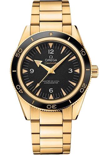 Omega Seamaster 300 Master Co-Axial Watch - 41 mm Yellow Gold Case - Unidirectional Bezel - Black Dial - 233.60.41.21.01.002 - Luxury Time NYC