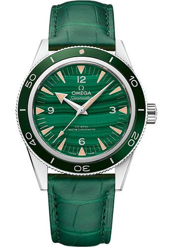 Omega Seamaster 300 Omega Co-Axial Master Chronometer - 41 mm Platinum Case - Deep Green Dial - Green Leather Strap - 234.93.41.21.99.001 - Luxury Time NYC