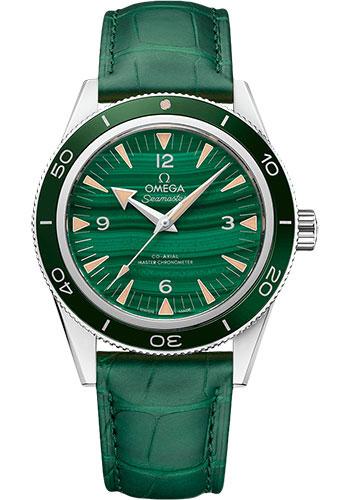 Omega Seamaster 300 Omega Co-Axial Master Chronometer - 41 mm Platinum Case - Deep Green Dial - Green Leather Strap - 234.93.41.21.99.001 - Luxury Time NYC