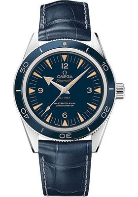 Omega Seamaster 300 Omega Master Co-Axial - 41 mm Platinum Case - Blue Enamel Dial - Blue Leather Strap Limited Edition of 757 - 233.93.41.21.03.001 - Luxury Time NYC