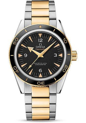 Omega Seamaster 300 Omega Master Co-Axial Watch - 41 mm Steel Case - Yellow Gold Unidirectional Bezel - Black Dial - Steel And Yellow Gold Bracelet - 233.20.41.21.01.002 - Luxury Time NYC