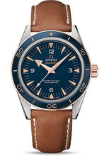 Load image into Gallery viewer, Omega Seamaster 300 Omega Master Co-Axial Watch - 41 mm Titanium Case - Sedna Gold Bezel - Blue Dial - Brown Leather Strap - 233.62.41.21.03.001 - Luxury Time NYC