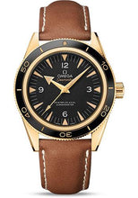 Load image into Gallery viewer, Omega Seamaster 300 Omega Master Co-Axial Watch - 41 mm Yellow Gold Case - Ceramic Bezel - Black Dial - Brown Leather Strap - 233.62.41.21.01.001 - Luxury Time NYC