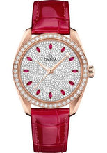 Load image into Gallery viewer, Omega Seamaster Aqua Terra 150M Co-Axial Master Chronometer Ladies&#39; Watch - 38 mm Sedna Gold Case - Fully Paved Diamond Dial - Glossy Red Leather Strap - 220.58.38.20.99.001 - Luxury Time NYC