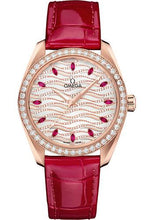Load image into Gallery viewer, Omega Seamaster Aqua Terra 150M Co-Axial Master Chronometer Ladies&#39; Watch - 38 mm Sedna Gold Case - Radiant Wave Pattern Diamond Dial - Glossy Red Leather Strap - 220.58.38.20.99.004 - Luxury Time NYC