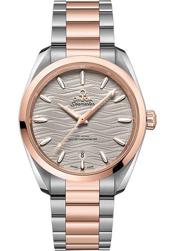 Omega Seamaster Aqua Terra 150M Co-Axial Master Chronometer Ladies Watch - 38 mm Steel And Sedna Gold Case - Waved Agate Grey Dial - 220.20.38.20.06.001 - Luxury Time NYC