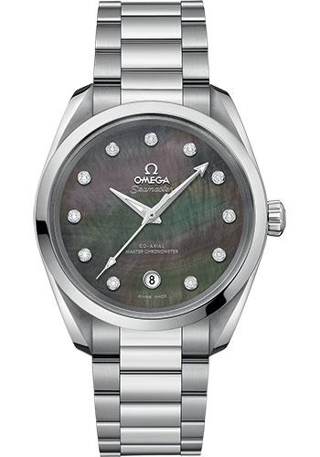 Omega Seamaster Aqua Terra 150M Co-Axial Master Chronometer Ladies Watch - 38 mm Steel Case - Tahiti Mother-Of-Pearl Diamond Dial - 220.10.38.20.57.001 - Luxury Time NYC