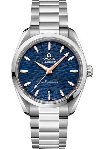 Omega Seamaster Aqua Terra 150M Co-Axial Master Chronometer Ladies Watch - 38 mm Steel Case - Waved Blue Dial - 220.10.38.20.03.002 - Luxury Time NYC