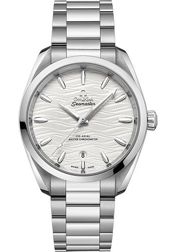 Omega Seamaster Aqua Terra 150M Co-Axial Master Chronometer Ladies Watch - 38 mm Steel Case - Waved Silvery Dial - 220.10.38.20.02.003 - Luxury Time NYC