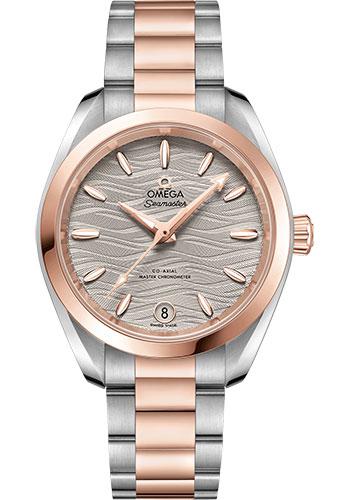 Omega Seamaster Aqua Terra 150M Co-Axial Master Chronometer Watch - 34 mm Steel And Sedna Gold Case - Waved Agate Grey Dial - 220.20.34.20.06.001 - Luxury Time NYC