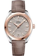 Load image into Gallery viewer, Omega Seamaster Aqua Terra 150M Co-Axial Master Chronometer Watch - 34 mm Steel And Sedna Gold Case - Waved Agate Grey Dial - Taupe-Brown Leather Strap - 220.23.34.20.06.001 - Luxury Time NYC