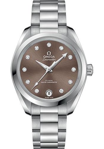 Omega Seamaster Aqua Terra 150M Co-Axial Master Chronometer Watch - 34 mm Steel Case - Shimmer Chestnut Diamond Dial - 220.10.34.20.63.001 - Luxury Time NYC