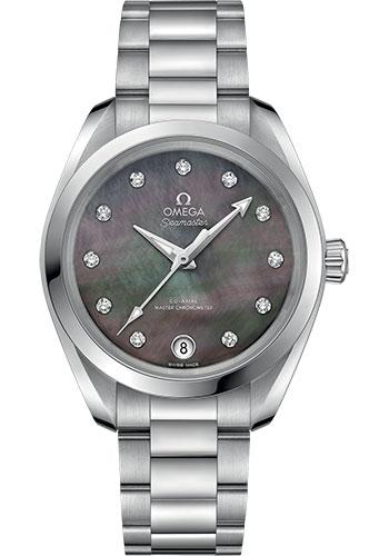 Omega Seamaster Aqua Terra 150M Co-Axial Master Chronometer Watch - 34 mm Steel Case - Tahiti Mother-Of-Pearl Diamond Dial - 220.10.34.20.57.001 - Luxury Time NYC