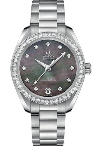 Omega Seamaster Aqua Terra 150M Co-Axial Master Chronometer Watch - 34 mm Steel Case - Tahiti Mother-Of-Pearl Diamond Dial - 220.15.34.20.57.001 - Luxury Time NYC