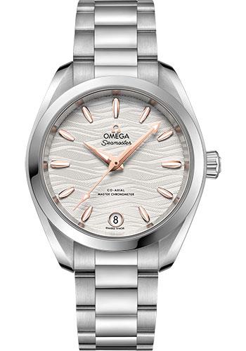 Omega Seamaster Aqua Terra 150M Co-Axial Master Chronometer Watch - 34 mm Steel Case - Waved Silvery Dial - 220.10.34.20.02.001 - Luxury Time NYC