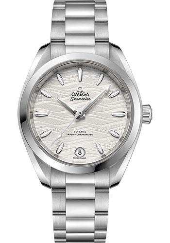 Omega Seamaster Aqua Terra 150M Co-Axial Master Chronometer Watch - 34 mm Steel Case - Waved Silvery Dial - 220.10.34.20.02.002 - Luxury Time NYC