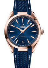 Load image into Gallery viewer, Omega Seamaster Aqua Terra 150M Co-Axial Master Chronometer Watch - 41 mm Sedna Gold Case - Blue Dial - Blue Rubber Strap - 220.52.41.21.03.001 - Luxury Time NYC