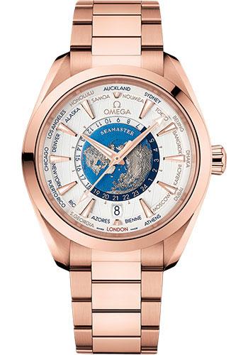 Omega 220.50.43.22.02.001 Seamaster Aquaterra 150m Master Chronometer GMT Worldtimer 43mm Gold Men s Watch in White by Exquisite Timepieces