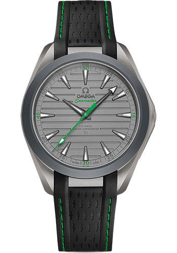 Omega Seamaster Aqua Terra 150M Omega Co-Axial Master Chronometer "Ultra Light" - 41 mm Titanium Case - Titanium Dial - Black And Green Rubber Strap - 220.92.41.21.06.003 - Luxury Time NYC