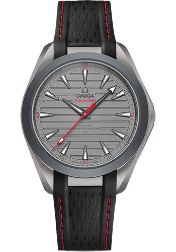Omega Seamaster Aqua Terra 150M Omega Co-Axial Master Chronometer "Ultra Light" - 41 mm Titanium Case - Titanium Dial - Black And Red Rubber Strap - 220.92.41.21.06.001 - Luxury Time NYC