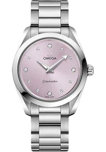 Omega Seamaster Aqua Terra 150M Quartz Watch - 28 mm Steel Case - Glossy Lilac Diamond Dial - 220.10.28.60.60.001 - Luxury Time NYC
