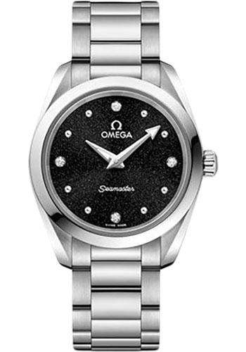 Omega Seamaster Aqua Terra 150M Quartz Watch - 28 mm Steel Case - Shimmer Black Diamond Dial - 220.10.28.60.51.001 - Luxury Time NYC