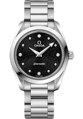 Omega Seamaster Aqua Terra 150M Quartz Watch - 28 mm Steel Case - Shimmer Black Diamond Dial - 220.10.28.60.51.001 - Luxury Time NYC