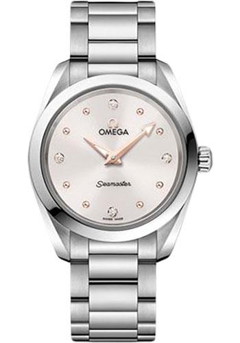 Omega Seamaster Aqua Terra 150M Quartz Watch - 28 mm Steel Case - Shimmer White Diamond Dial - 220.10.28.60.54.001 - Luxury Time NYC