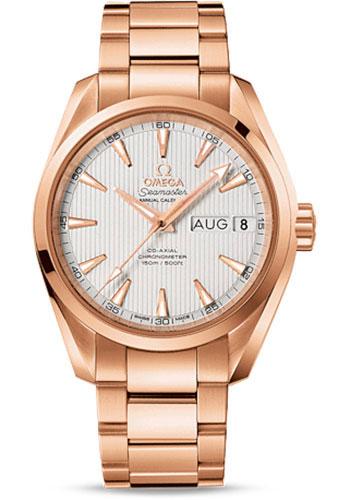 Omega Seamaster Aqua Terra Co-Axial Annual Calendar Watch - 38.5 mm Red Gold Case - Teak-Silver Dial - 231.50.39.22.02.001 - Luxury Time NYC