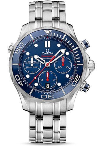 Omega Seamaster Diver 300 M Co-Axial Chronograph Watch - 41.5 mm Steel Case - Blue Unidirectional Bezel - Blue Dial - 212.30.42.50.03.001 - Luxury Time NYC