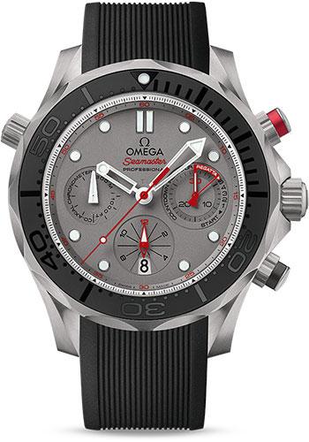 Omega Seamaster Diver 300 M Co-Axial GMT Chronograph ETNZ (Emirates Team New Zealand) Watch - 44 mm Titanium Case - Matt Black Ceramic Unidirectional Bezel - Grade 5 Titanium Grey Dial - Black Rubber Strap - 212.92.44.50.99.001 - Luxury Time NYC