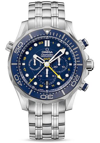 Omega Seamaster Diver 300 M Co-Axial GMT Chronograph Watch - 44 mm Steel Case - Matt Blue Ceramic Bezel - Matt Blue Dial - 212.30.44.52.03.001 - Luxury Time NYC